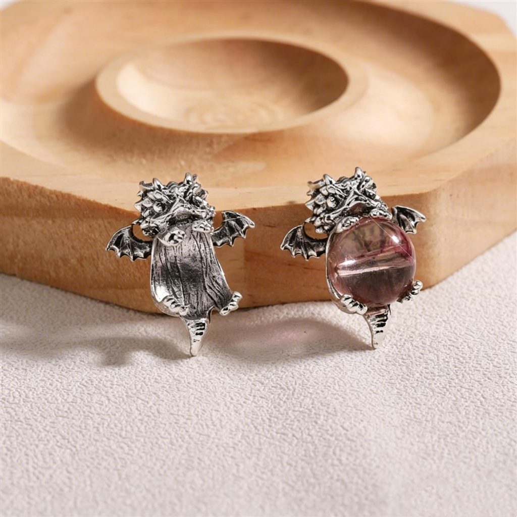 Cute Flying Dragon Bead Hugger Charm DIY Crystal Bracelet Spacer Charm Holder Cute Dragon Hugging Bead Cap Connector Findings for Handmade Jewelry Making