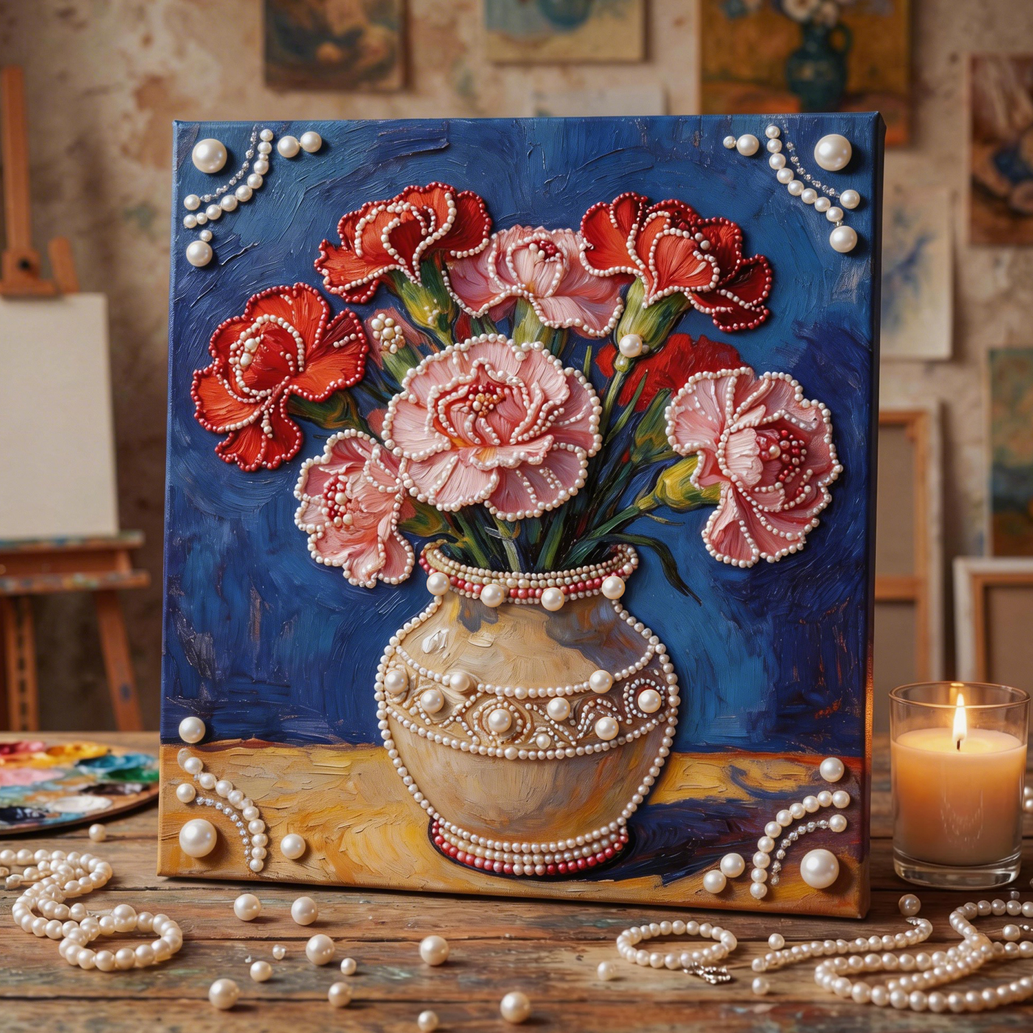 DIY Pearl Painting Kit with Beginner-Friendly Craft Set and Frame Elegant Beads Art Mother’s Day Gift for Mum from Daughter or Son