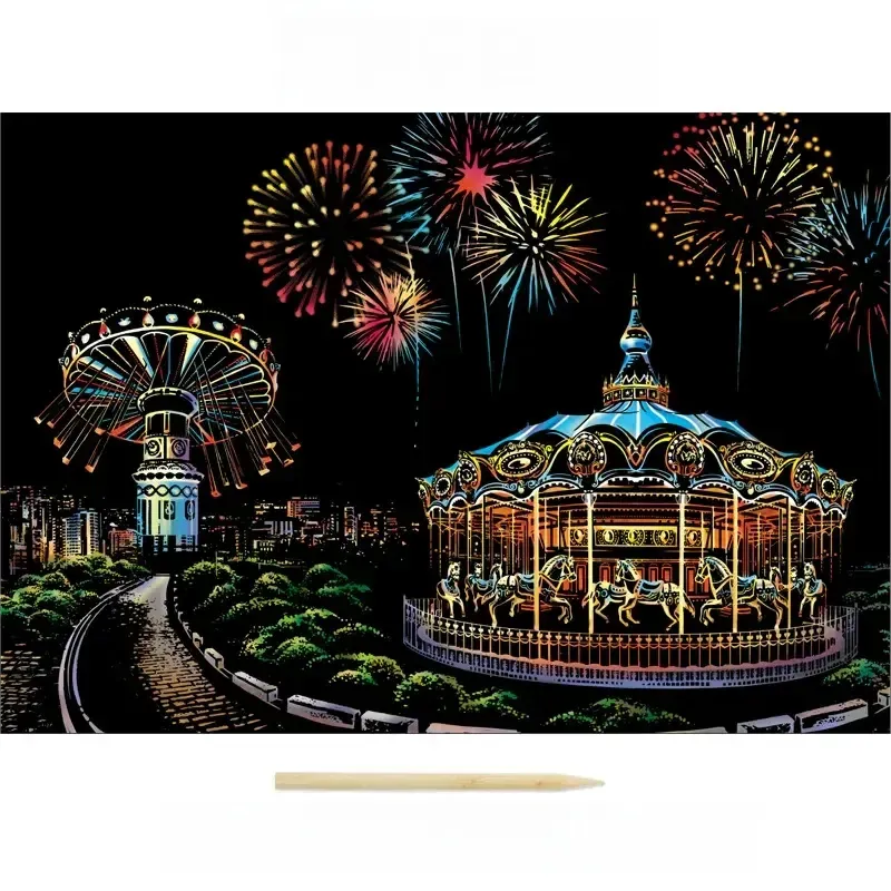 Colorful City Night Scene Scratch Painting Scratch Handmade Scratch Painting DIY Creative Handmade Painting