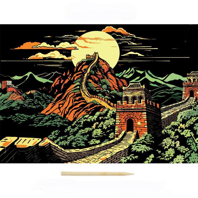 Colorful City Night Scene Scratch Painting Scratch Handmade Scratch Painting DIY Creative Handmade Painting