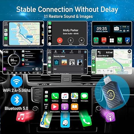 Wireless Carplay Adapter for iPhone Convert Factory Wired CarPlay to Wireless Mini USB CarPlay Wireless Stick Plug & Play Car Play Wireless Adapter for Cars from 2016 and iOS 12+/Android 11+