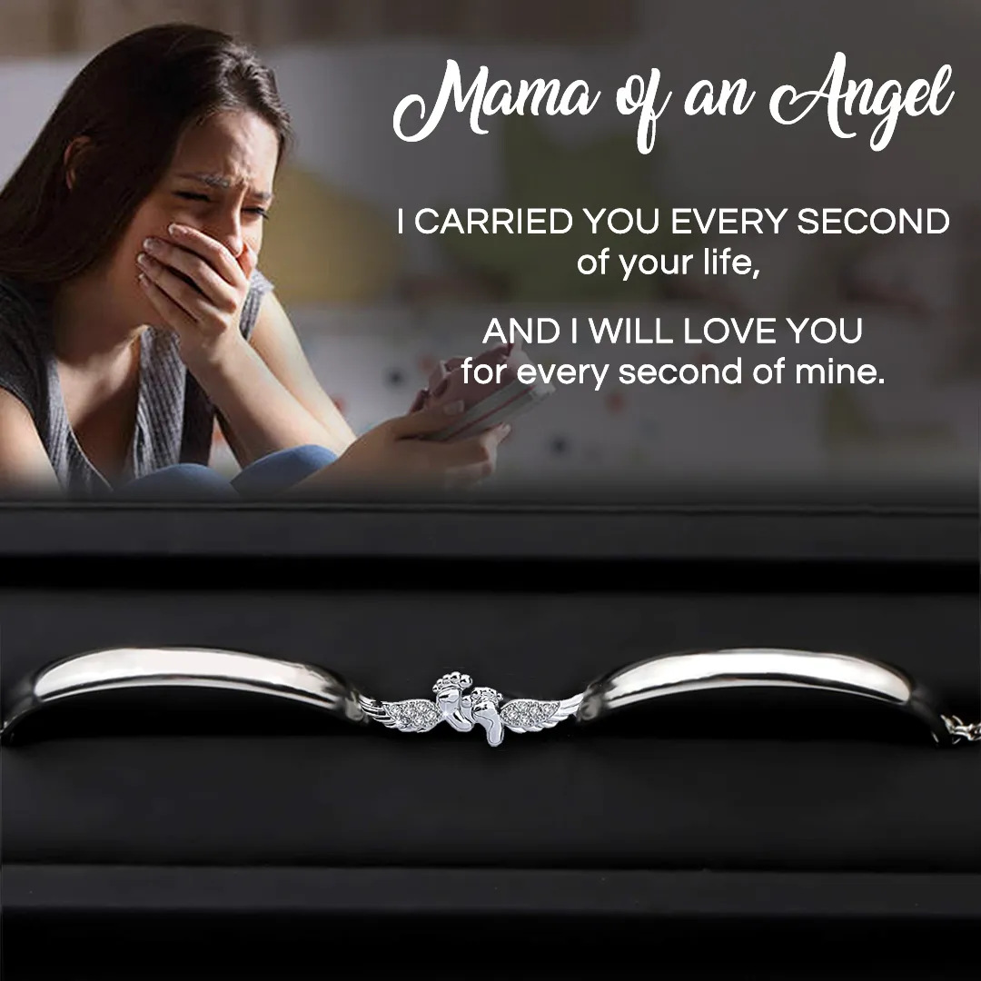 Custom Baby Footprint and Angel Wing Bracelet with Engraving Best Gifts for Mother's Day