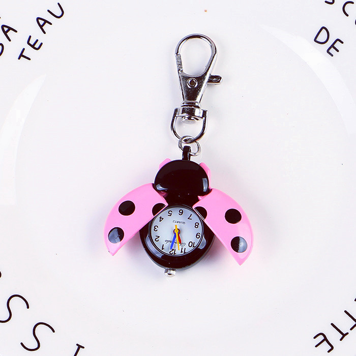 Pink Ladybug Keychain Watch Women 24mm Pink Crystal Fun Keychain Anniversary Gift