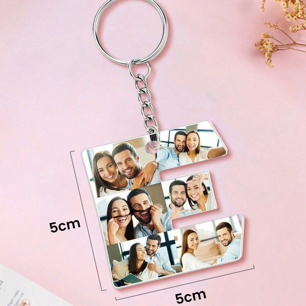 Customized Photo Alphabet Acrylic Keychain Personalized Photo Keychain