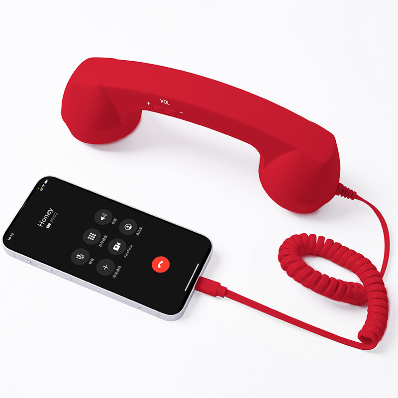 Retro Phone Handset Vintage Wired Telephone Receiver for Smartphones, Type-C Plug & Play Call Accessory