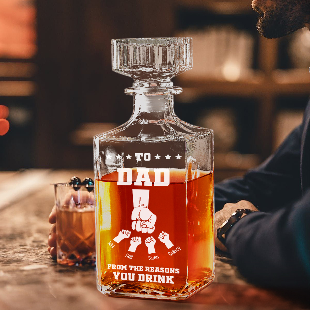 Whiskey Bottle Gift for Dad for the Reasons You Drink - Personalized Whiskey Bottle