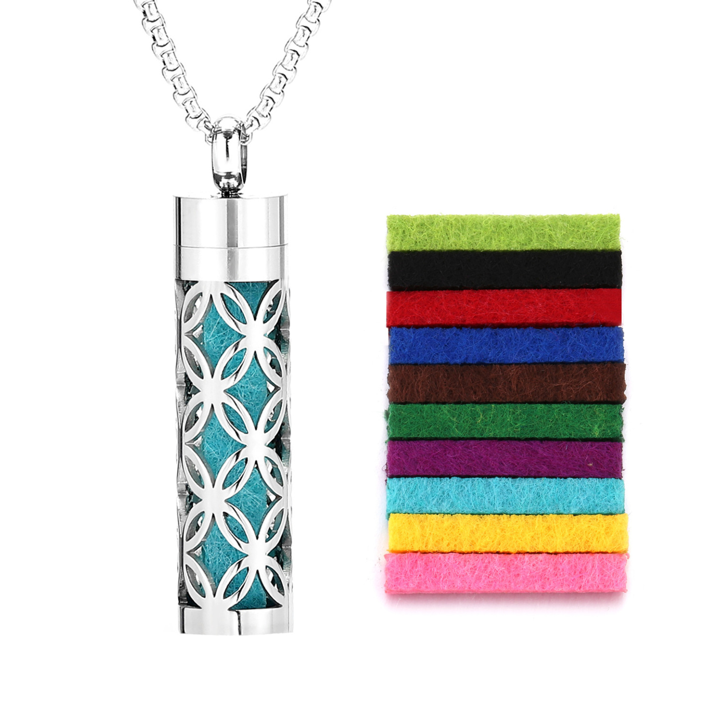 Perfume Diffuser Necklace Essential Oil Aromatherapy Stainless Steel Necklace Vertical Fragrance Pendant Necklace