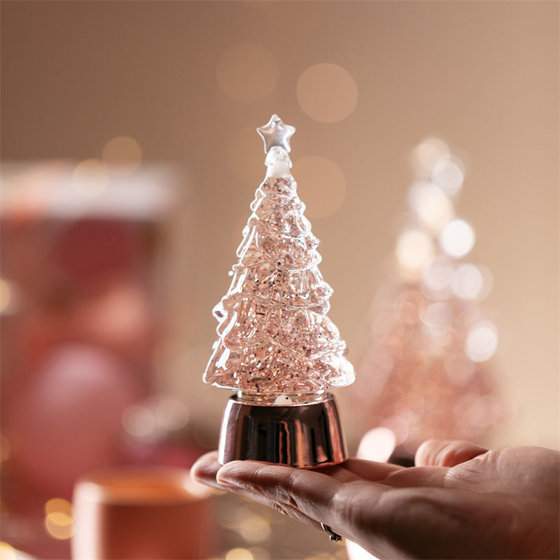 Glitter Christmas Tree Ornaments Desk Decorations Glowing Swirl Christmas Gift Idea