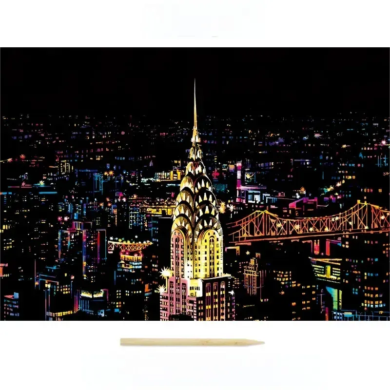 Colorful City Night Scene Scratch Painting Scratch Handmade Scratch Painting DIY Creative Handmade Painting