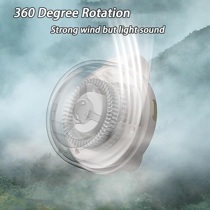 Portable Silent Mini Bladeless Electric Fan Adjustable 3-speed Suspended Waist Fans Rechargeable Rotating Body Fan Suitable for Outdoor Travel Office Travel Accessories Gift
