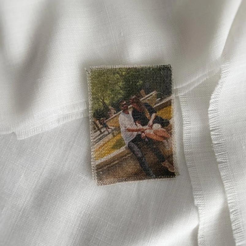 Custom Photo Linen Personalised Natural Linen Print with Text Vintage Style