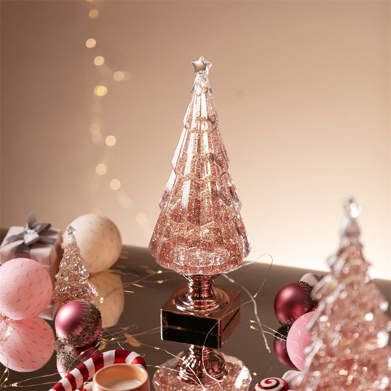 Glitter Christmas Tree Ornaments Desk Decorations Glowing Swirl Christmas Gift Idea