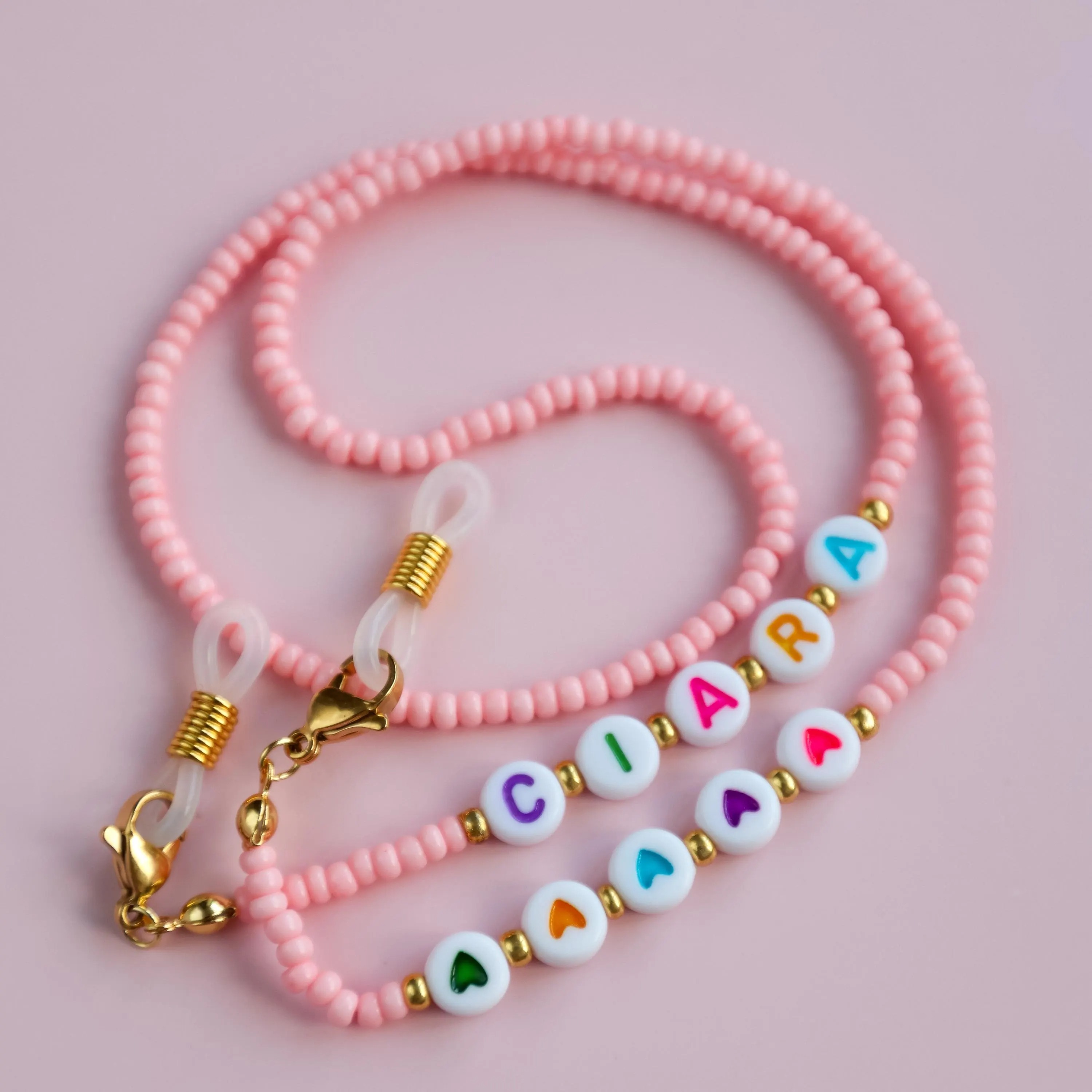 Custom Name Beaded Glasses Chain Strap Personalized Beaded Strap Colorful Glasses Lanyard Gift for Kids and Adults