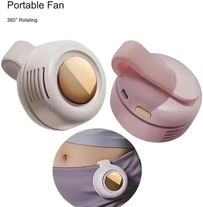 Portable Silent Mini Bladeless Electric Fan Adjustable 3-speed Suspended Waist Fans Rechargeable Rotating Body Fan Suitable for Outdoor Travel Office Travel Accessories Gift