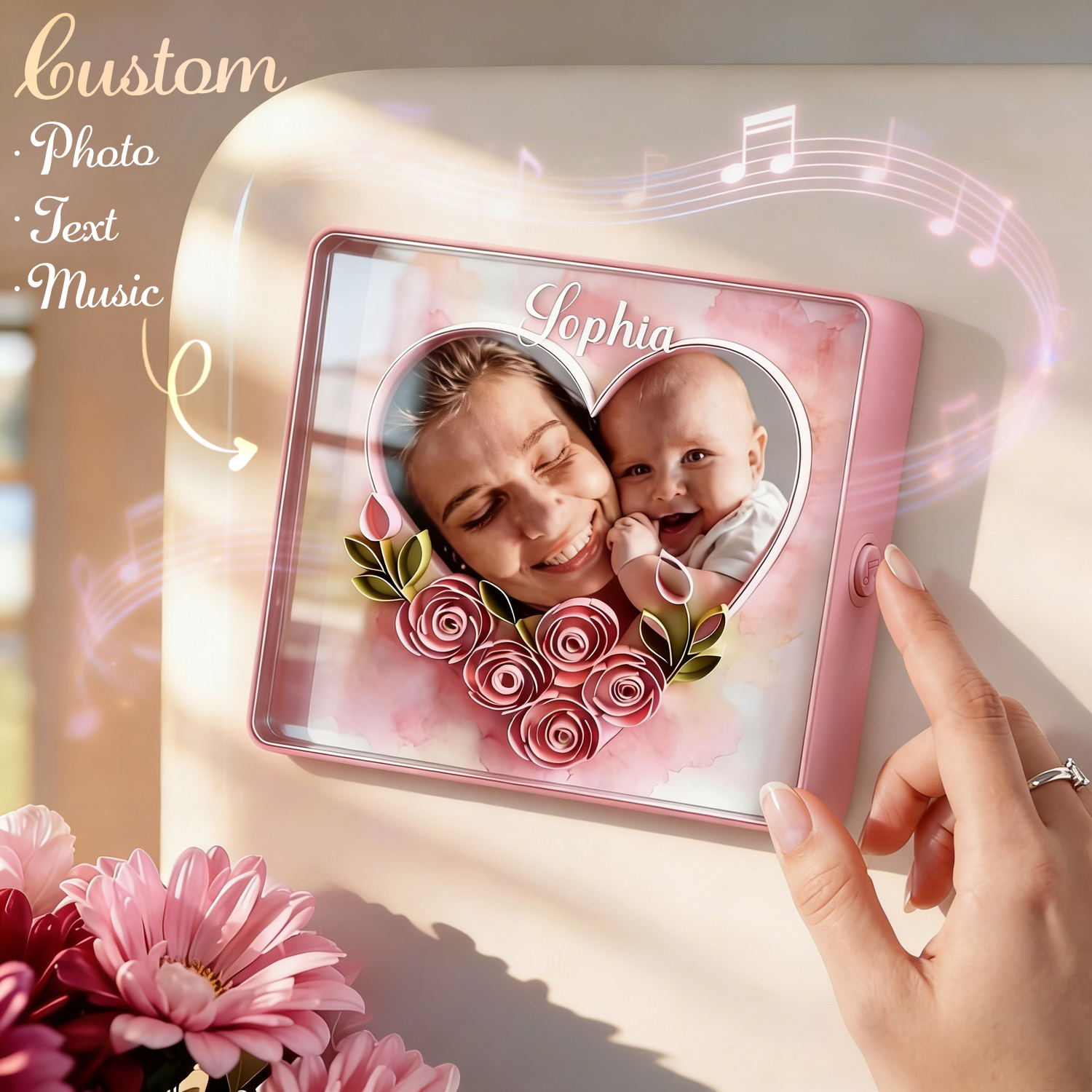 Custom Photo Music Fridge Magnet – Personalized Mother’s Day Gift with Play Button