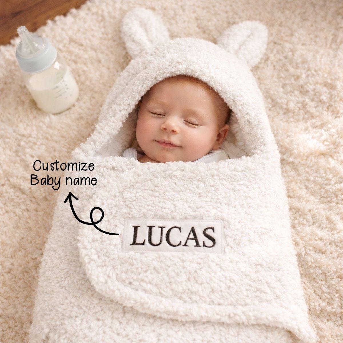 Plush Bunny Baby Swaddle Sleep Sack Anti-Startle Wearable Blanket Split-Leg Sleeping Bag for Newborns