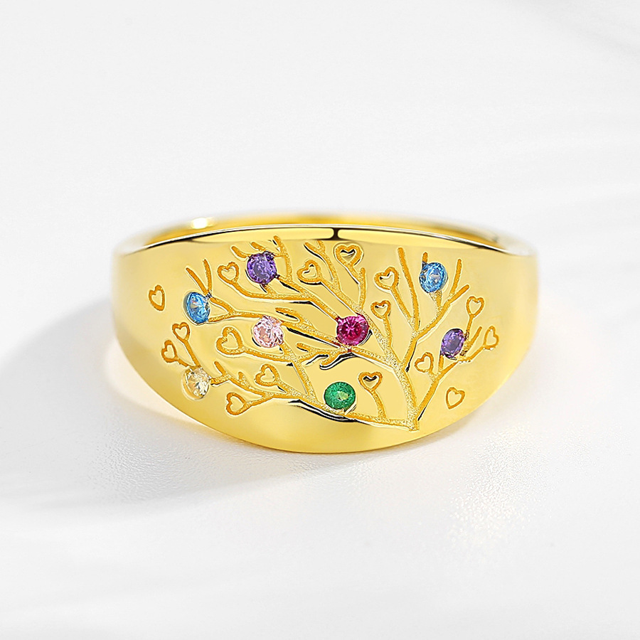 Personalized Family Tree Ring with Engraved Text Gift for Mom Grandma