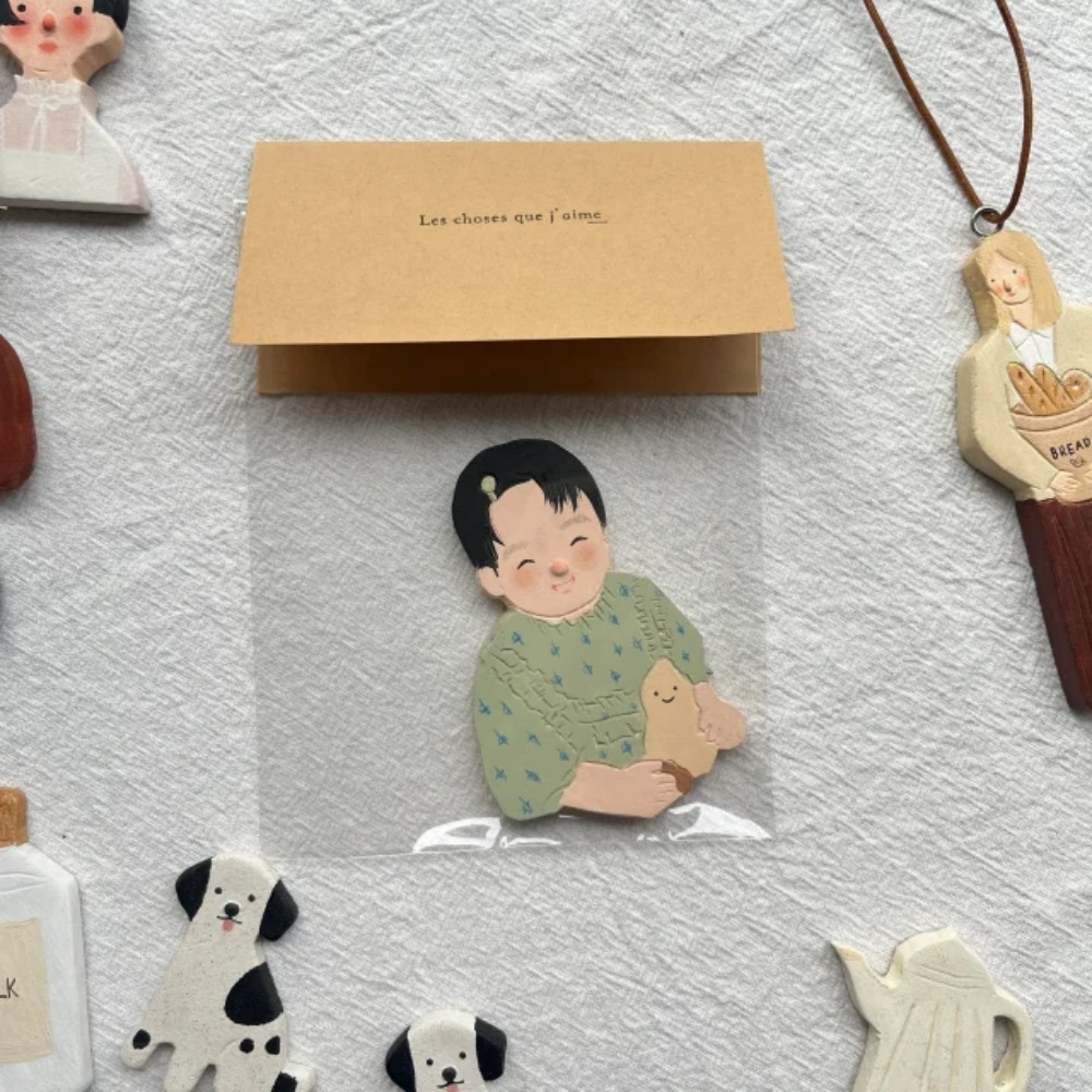 Retro Simple Character Refrigerator Magnet Handmade Gift Home Decor