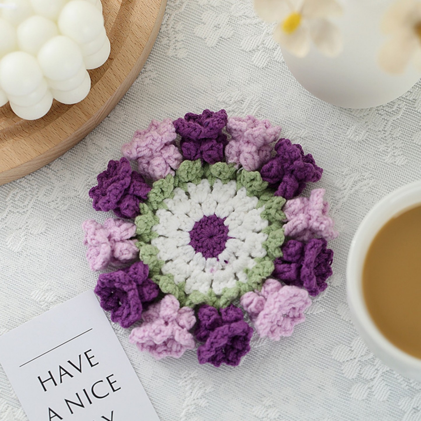 Lily Of The Valley Coaster Finished Hand-woven Pure Wool Gift For Mother And Girlfriend