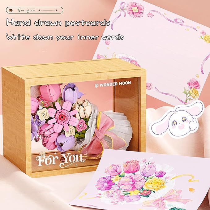 Mini Bricks Flower Bouquet Building Sets, DIY Unique Decoration Home, Artificial Flowers, Botanical Collection for Ages 8-12 yrs Old Girl for Gift