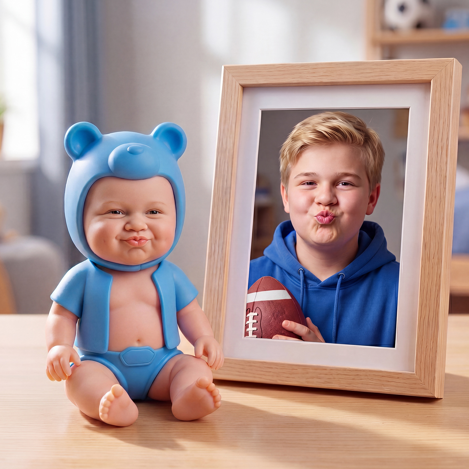 Custom Squishy Stress Relief Doll Personalized Cute Hat Face Squeeze Toy, Soft TPR Sand Filled Fidget, Funny Anxiety Relief Gift