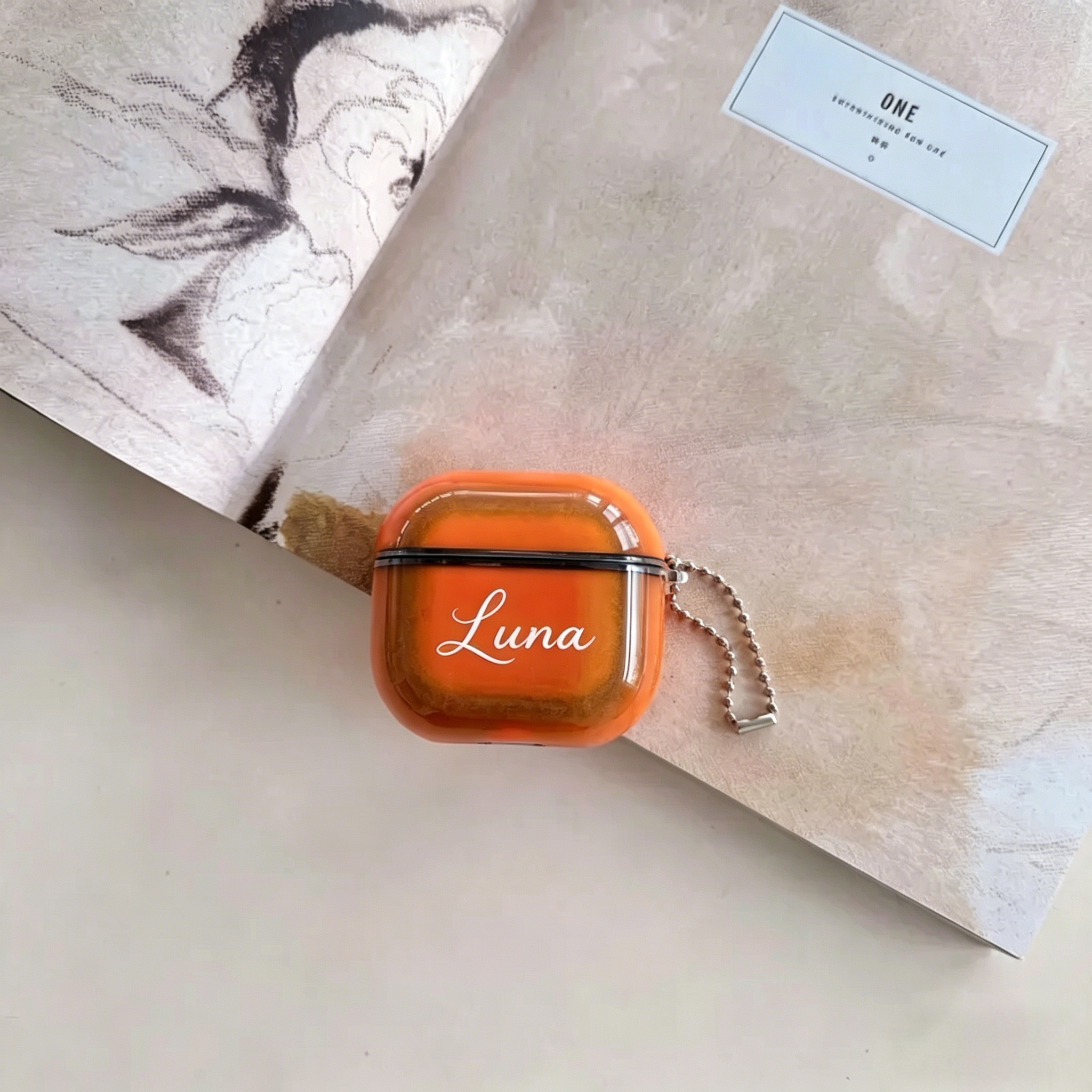 Custom Name Liquid Glitter AirPods Case Glow in the Dark Quicksand Sparkle Cute Protective Cover for AirPods 1 2 3 4 Shockproof - soufeelus