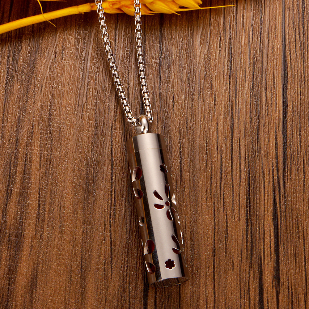 Perfume Diffuser Necklace Essential Oil Aromatherapy Stainless Steel Necklace Vertical Fragrance Pendant Necklace