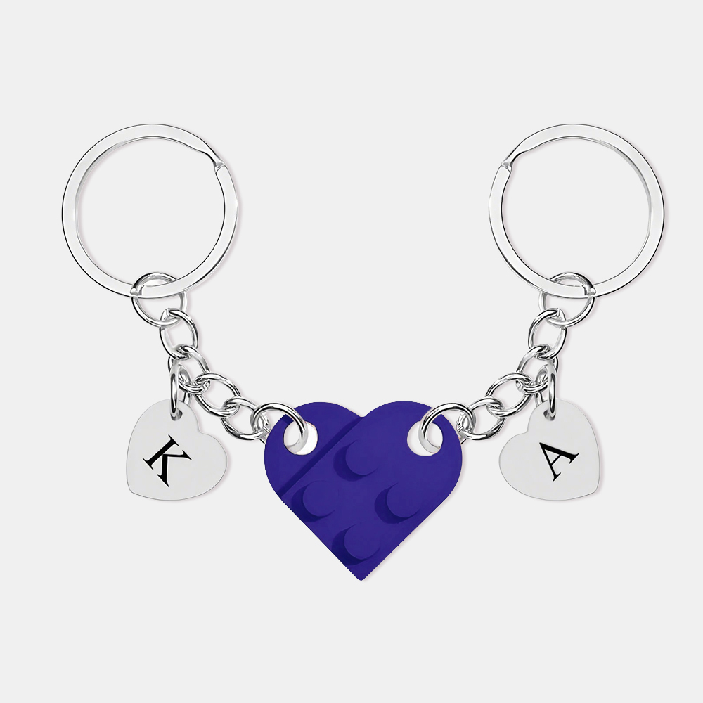 Personalized Handmade Heart Bag Charm Set Custom Couple Gift for Valentine's Day/Anniversary, Custom Engraved Love Keyrings for Him & Her