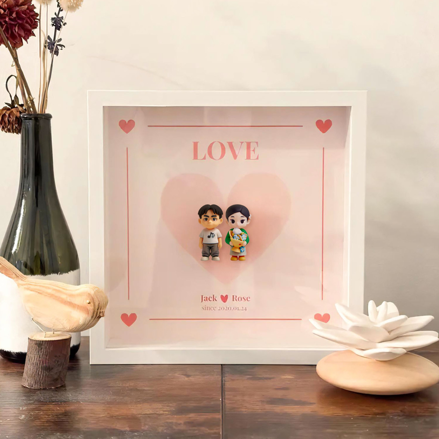 Custom 3d Action Figure Photo Frame, Custom Couple Photo Frame Gift For Her/Him