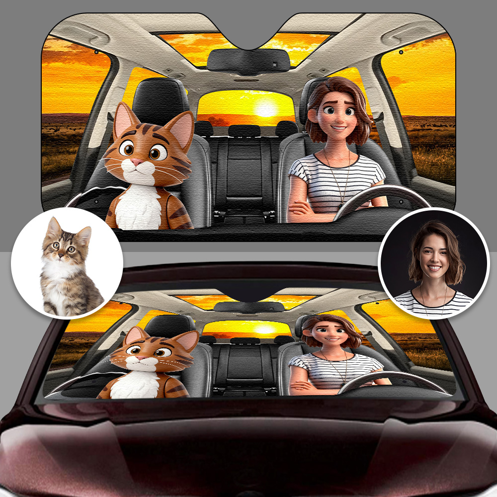 Custom Photo Car Sunshade Personalized Cartoon Style Car Sunshade A Gift For Car Enthusiasts