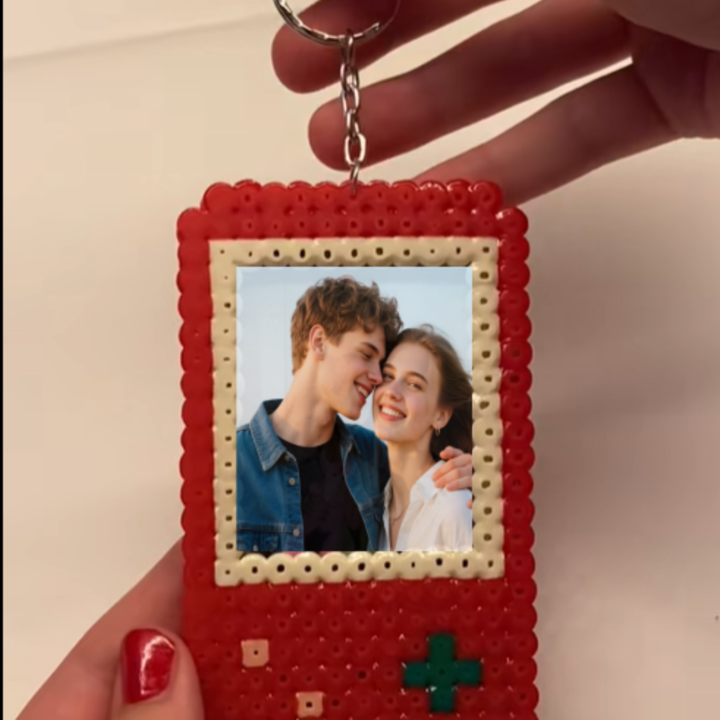 Custom Photo Game Console Pixel Bead Keychain Bag Charm for Lover
