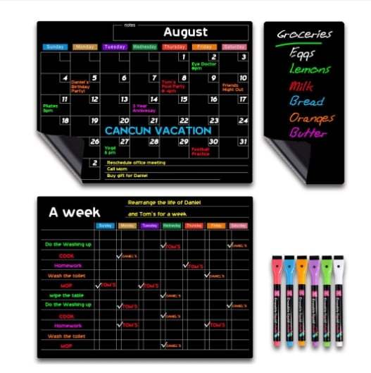 Magnetic Schedule Planner For Fridge Permanently Reusable