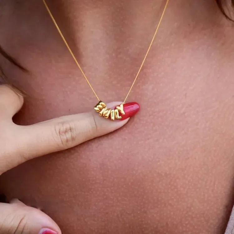 Bubble Letters Name Necklace
