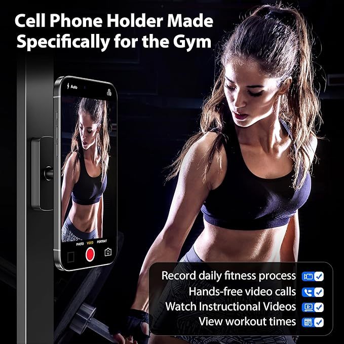 Gym Magnetic Phone Holder For Magsafe Gym Essentials Dual Magnetic Phone Mount With 360° Rotation Adjustable Portable Workout Accessories For Men And Women