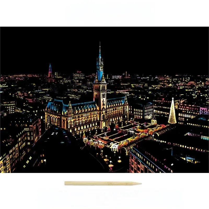 Colorful City Night Scene Scratch Painting Scratch Handmade Scratch Painting DIY Creative Handmade Painting