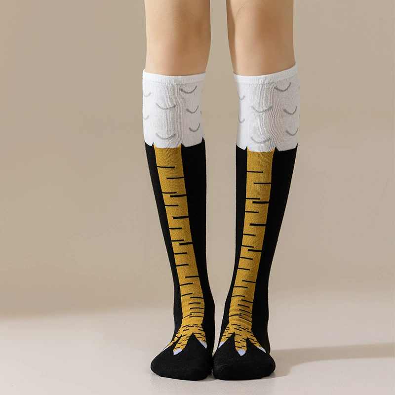 Funny Chicken Feet Knee High Socks Novelty Thin Leg Optical Illusion Socks Cute 3D Print Chicken Feet Socks Women's Crazy Animal Feet Gag Gift Socks
