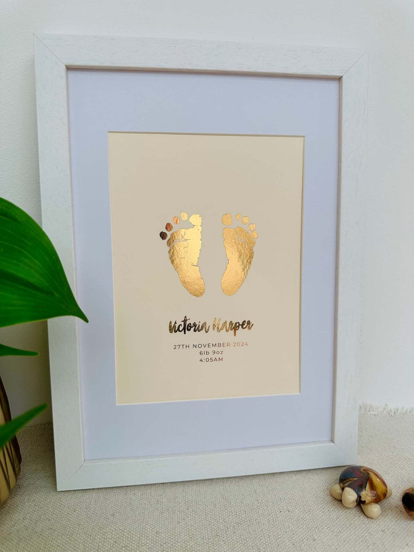 Personalised Foiled Baby Hand & Footprint Artwork A Good Gift