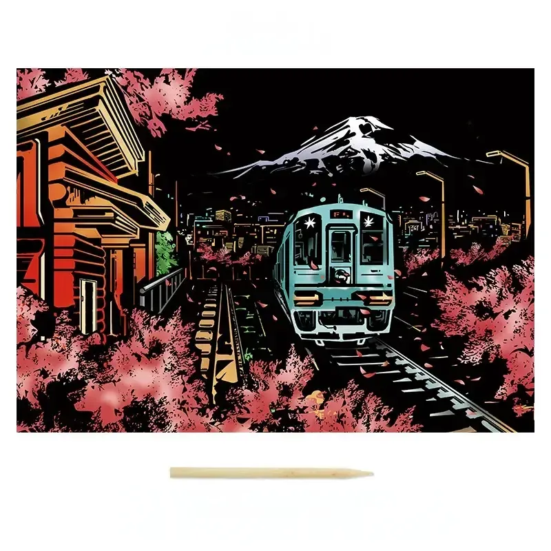 Colorful City Night Scene Scratch Painting Scratch Handmade Scratch Painting DIY Creative Handmade Painting