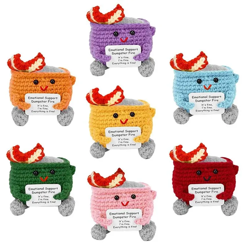 Crochet Dumpster Fire Toy, 1 Count EmotionalSupport Dumpster Fire Plush Toy, EmotionalSupport Ornament for Easter Decoration Or Gift