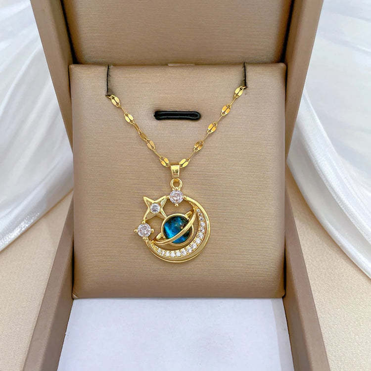 Celestial Zodiac Necklace Collection for Women Gold Color Planet Moon Astronaut Pendant Necklaces Jewelry Gifts