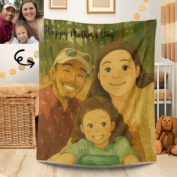Custom Blanket Gibli Style Mother's Day Gift