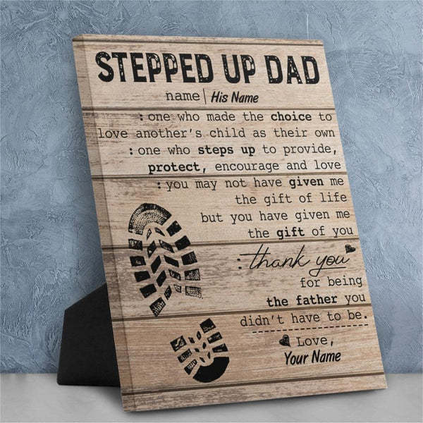 Stepped Up Dad Personalized Easel-Back Gallery Wrapped Canvas