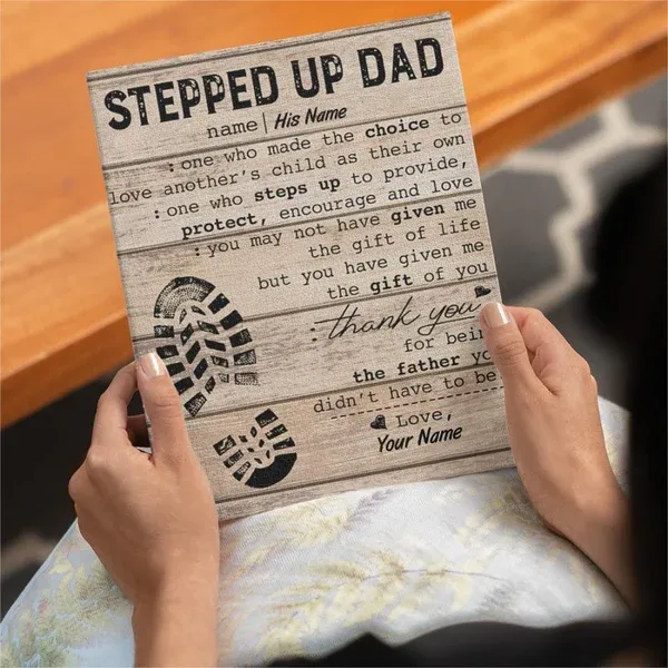Stepped Up Dad Personalized Easel-Back Gallery Wrapped Canvas