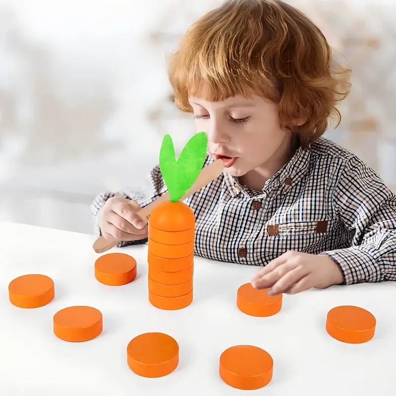 Radish Balancing Stacking Game Wooden Desktop Party Toy Gift for Friends and Family