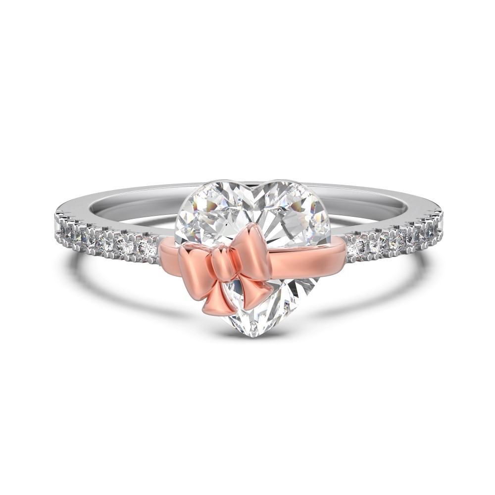 Heart Bow Ring Sterling Silver Ring Zircon Ring Gift For Her