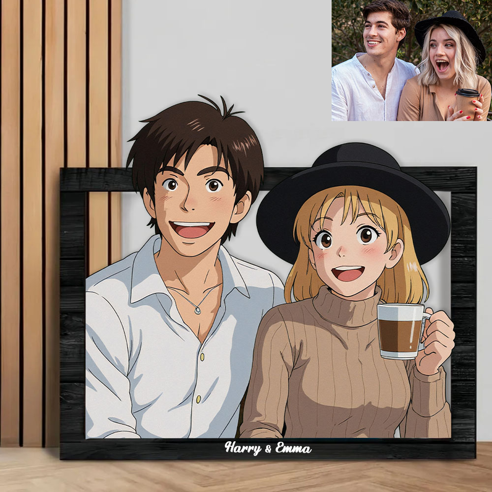 Custom Gibli-Style 3D Photo Wooden Frame Sign
