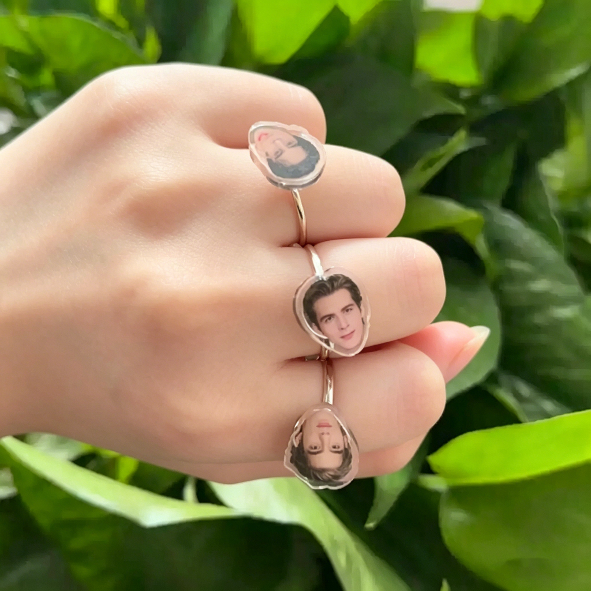 Custom Photo Acrylic Spinning Ring Personalized Portrait Finger Ring Unique Customized Gift for Her/Him