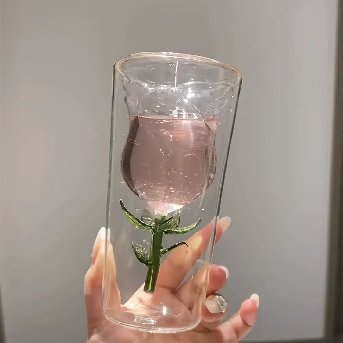 Double Layer Rose Glass Cup Mother'S Day Gift For Mom