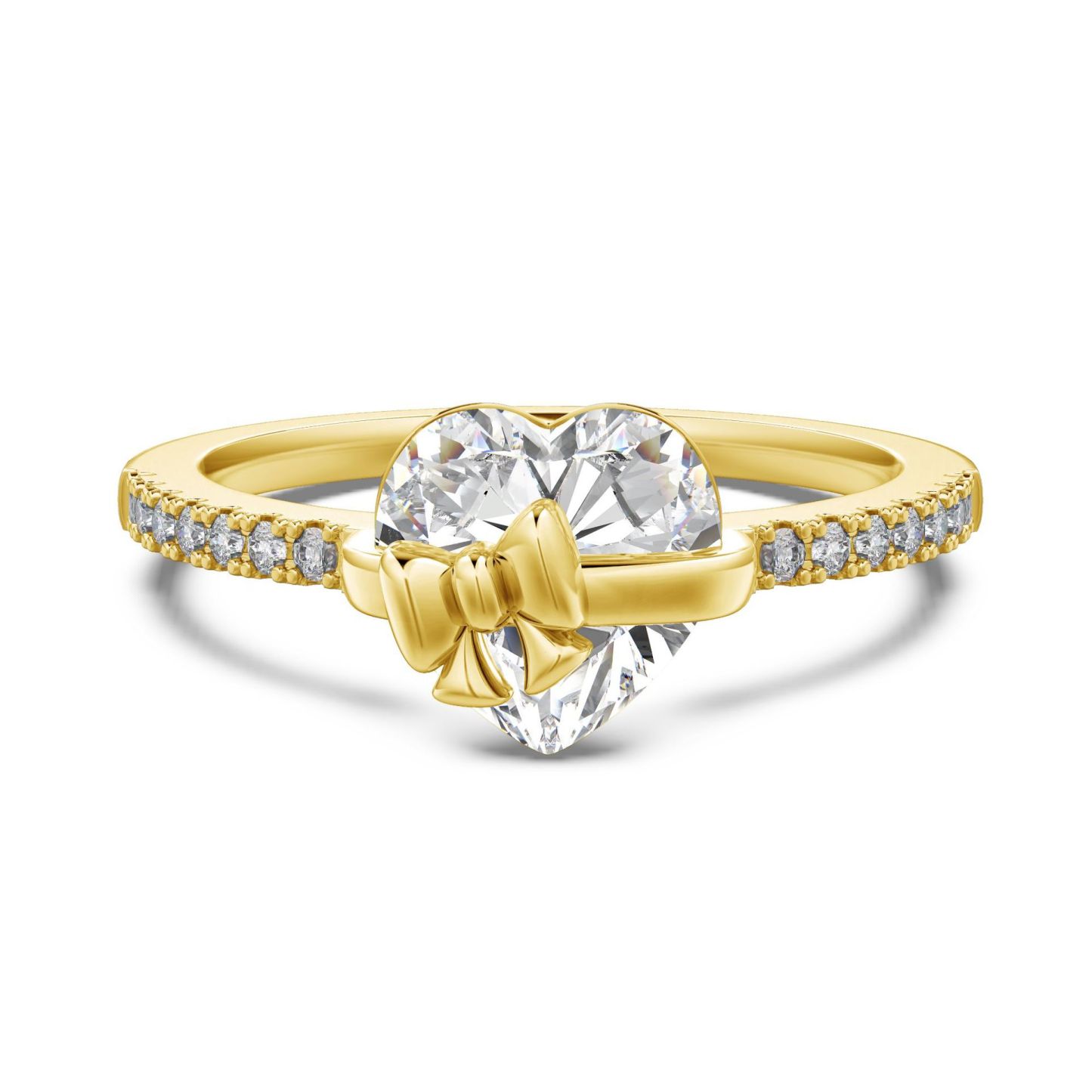 Heart Bow Ring Sterling Silver Ring Zircon Ring Gift For Her