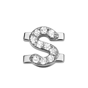 Letter With Diamond S Charm - Silver